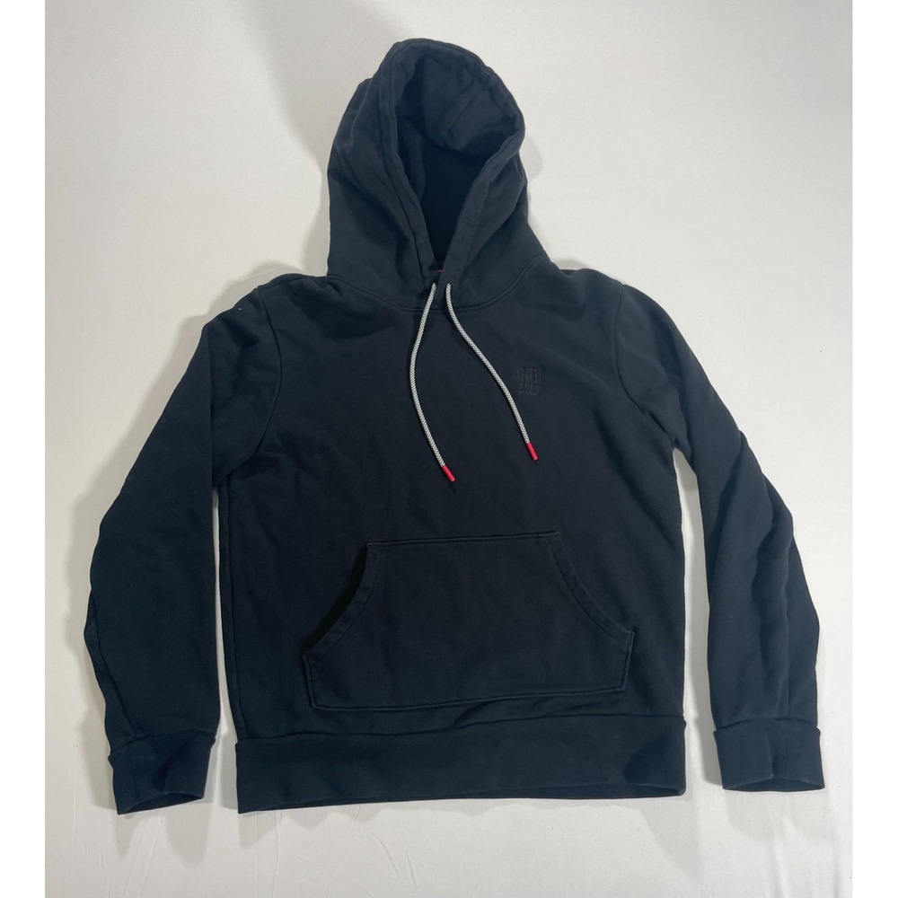 Topo Designs‎ Hoodie Mens Small Black Organic Cotton Pullover Sweatshirt